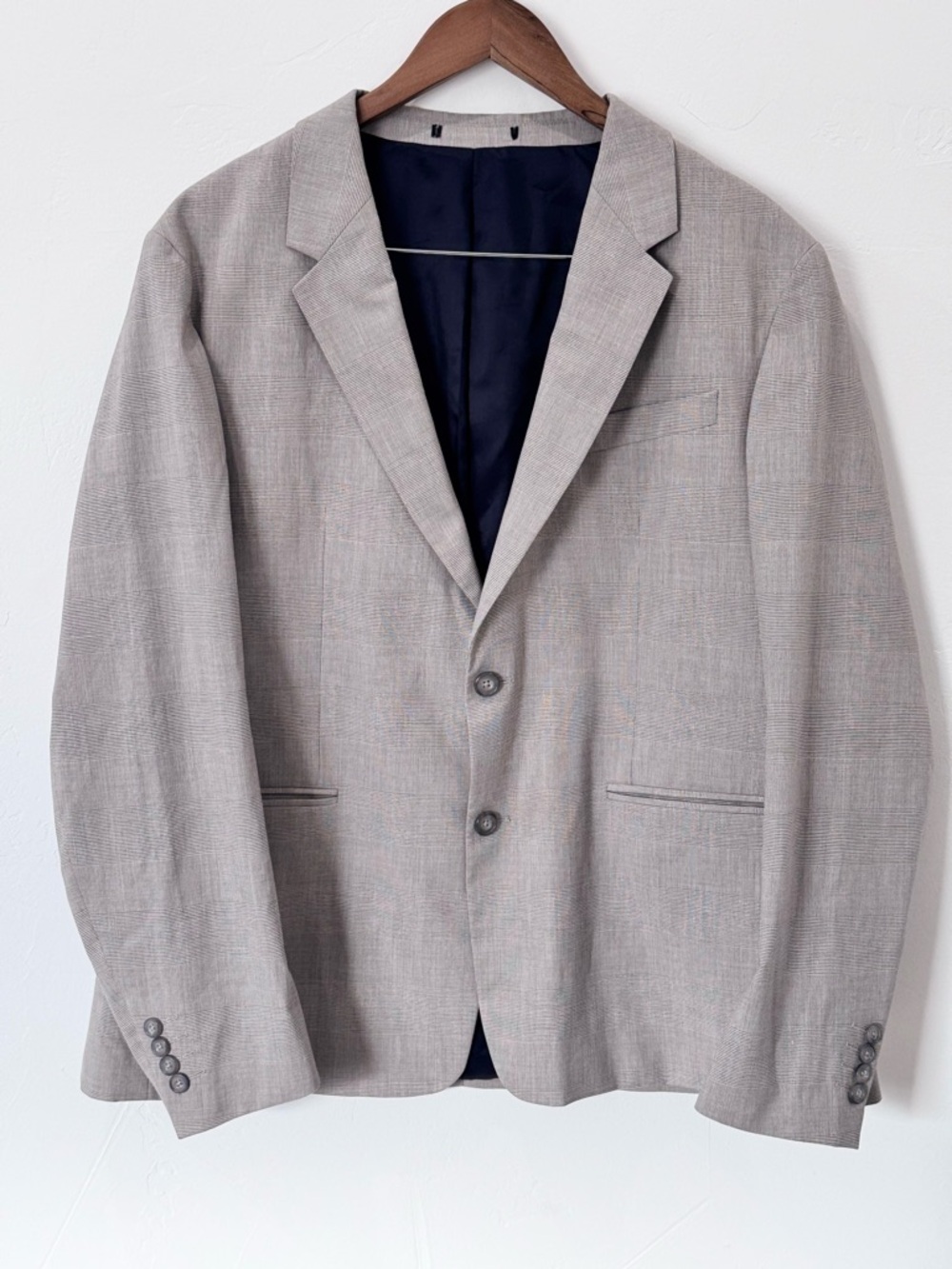 Zara Light Gray Men's Two-Button Checkered Sport Coat Classic Blazer